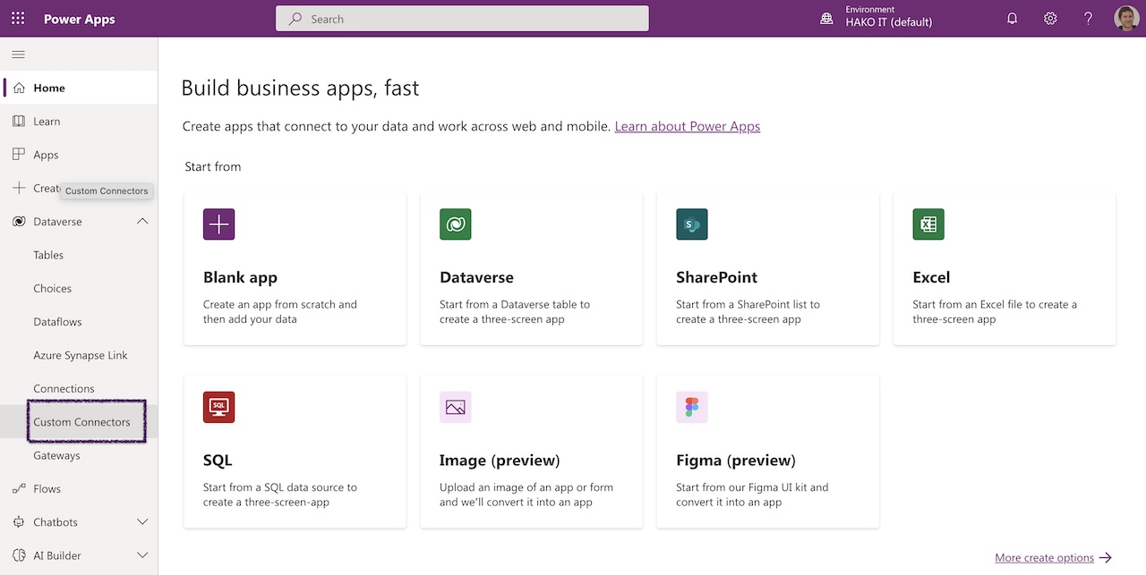 Custom Connector in Powerapps