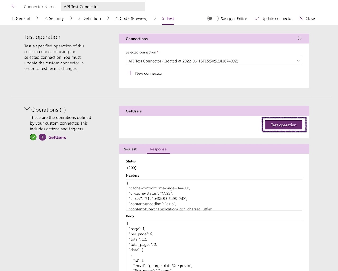 Integrating PowerApps with APIs test