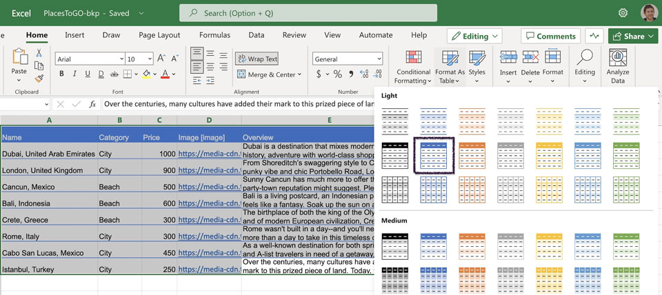 how to create an app from excel spreadsheet