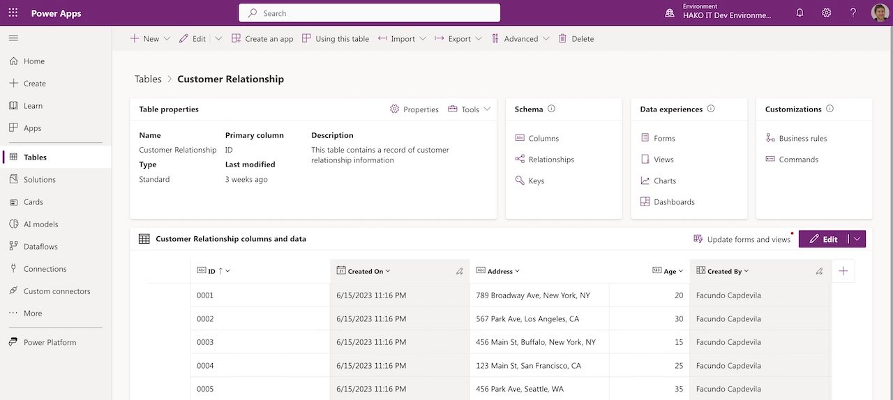 POWERAPPS TABLE DATAVERSE POWERAPPS TABLE DATAVERSE