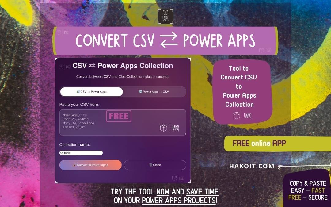 convert csv to power apps