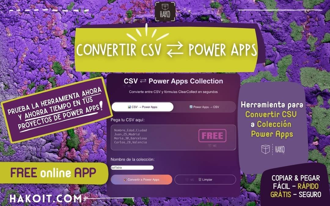 convertir csv a coleccion power apps
