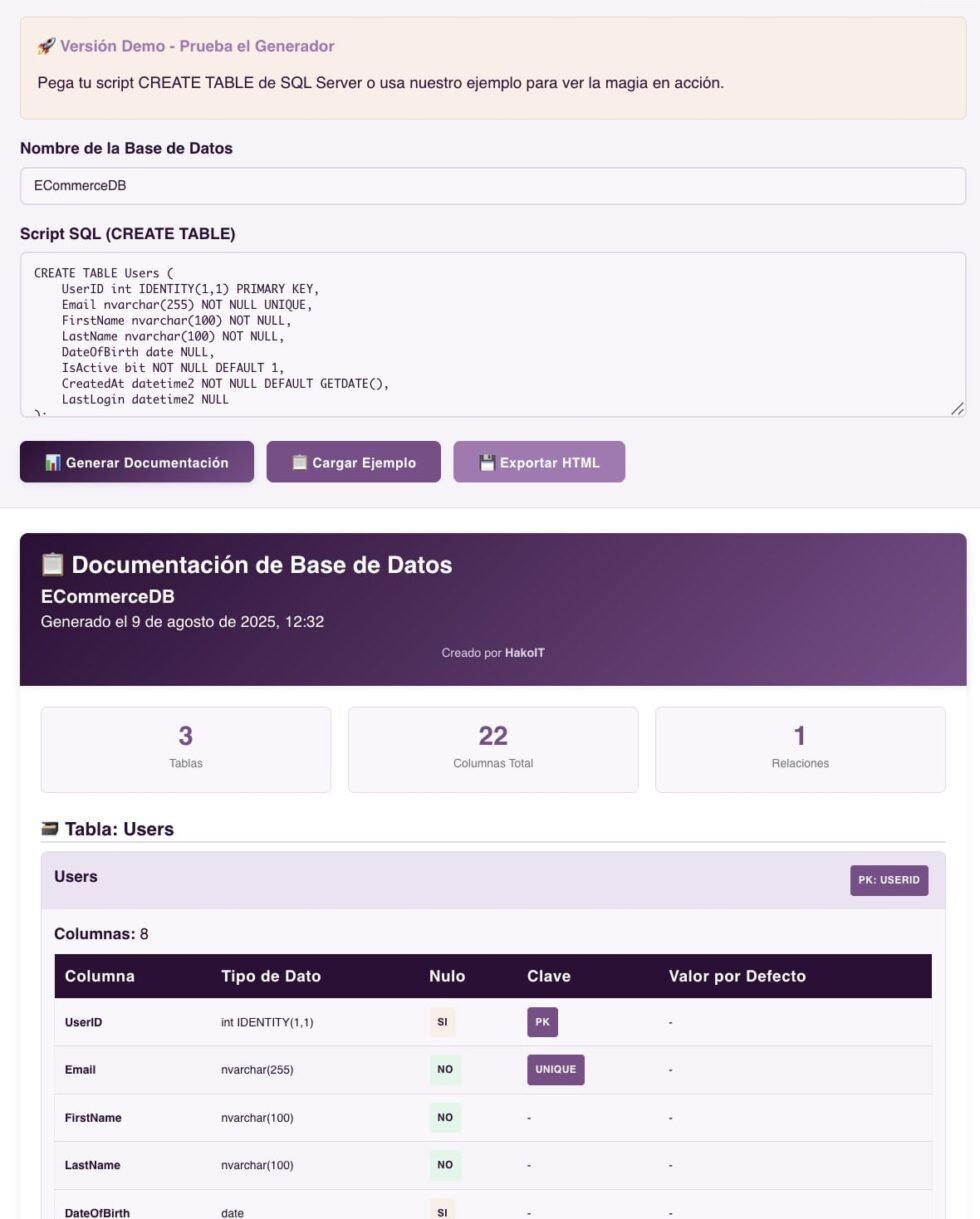 SQL Server Documentación Automática | SQL Server Doc Pro Generator ...