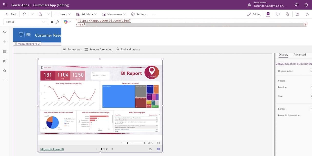 how to embed power bi into power apps