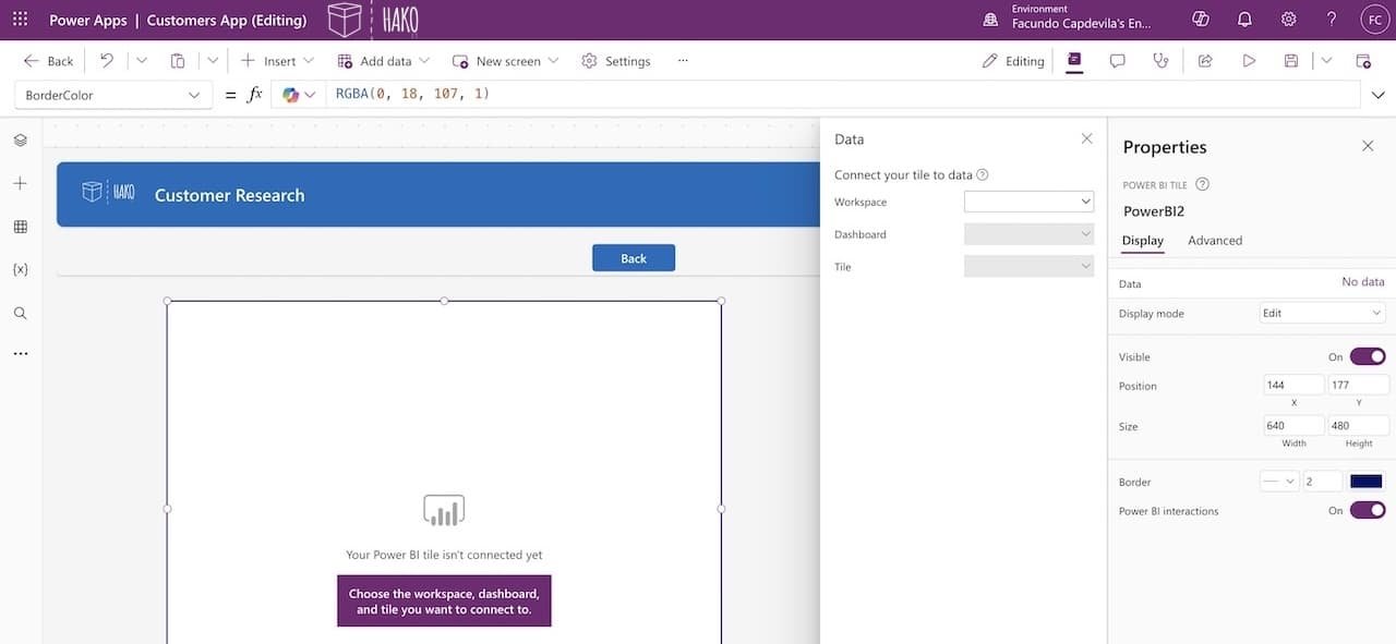 power bi tile power apps
