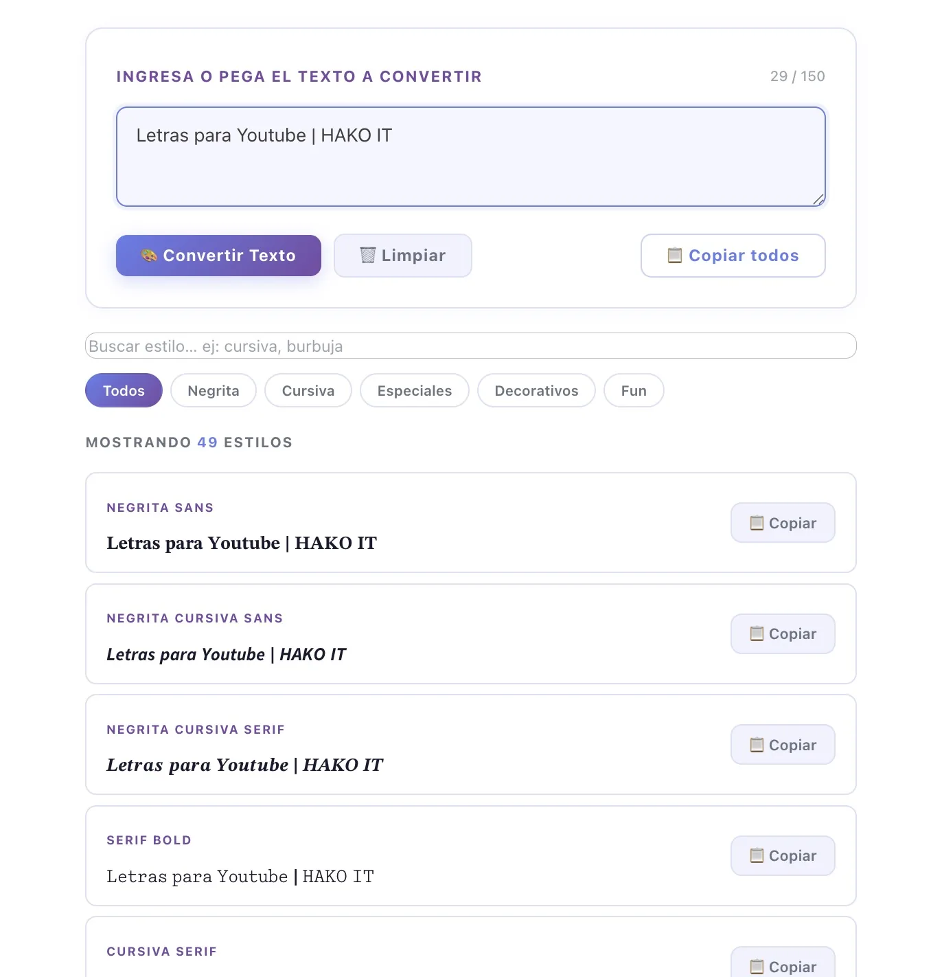 fuentes para youtube