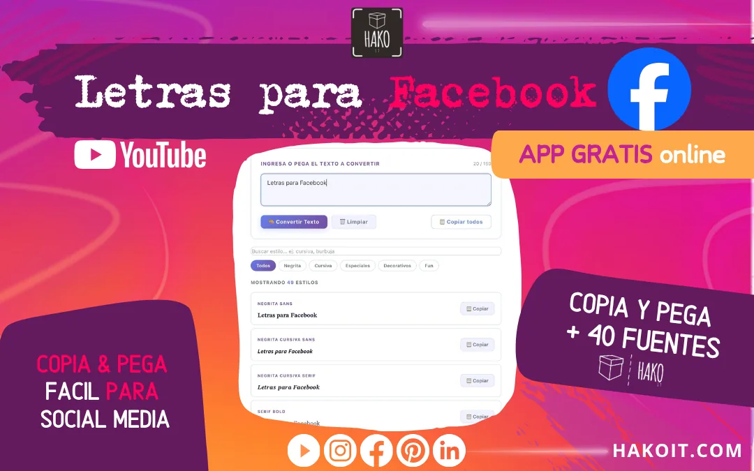 letras para facebook