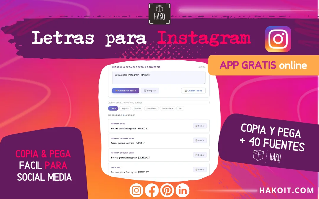 letras para instagram