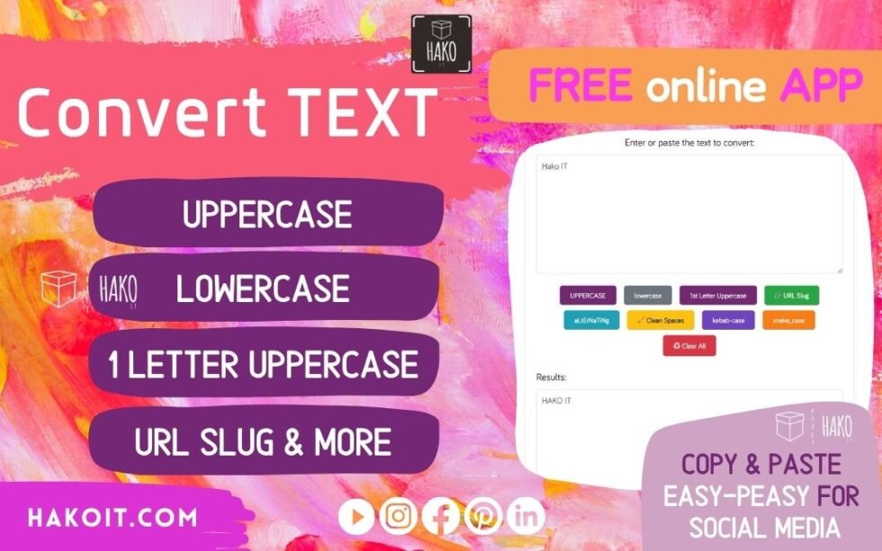 Uppercase to Lowercase Converter (Online, Free) - Hako IT
