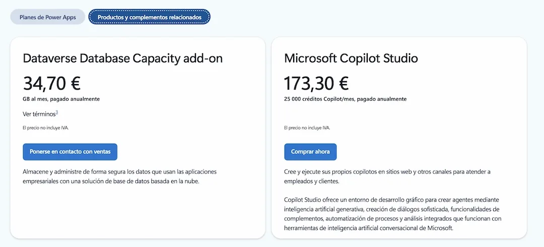 power apps precio dataverse copilot